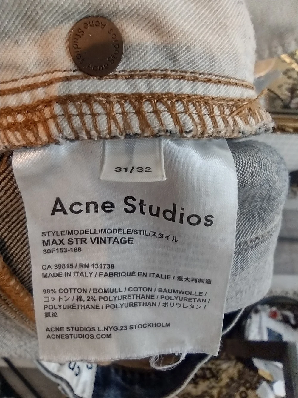 Acne Men's Blue Denim Jeans